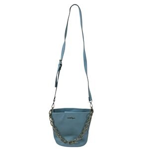 Nannette Lepore Pale Blue Bucket Bag Removable Crossbody‎ Strap Chain Detail